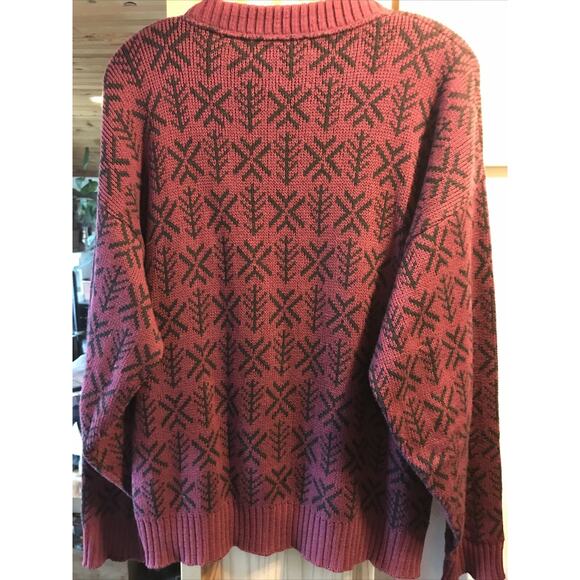 Alps Vintage Men’s M Red Geometric Long Sleeve Pullover Cotton Sweater - Picture 10 of 16